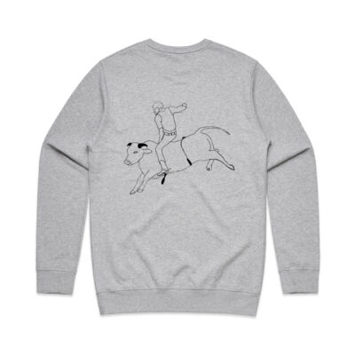 Mens Premium Crew - Bull Riding Black Print Thumbnail